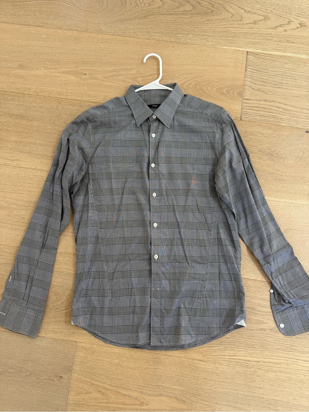 Z Zegna Grey Plaid Long-Sleeve Dress Shirt